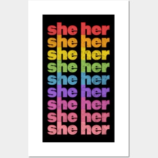 She/Her Pronouns // Retro Faded Design  .... Pronouns matter! <3 Posters and Art